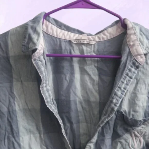 Victoria's Secret buffalo plaid pj pajamas sleepwear set in blue size large. - Picture 14 of 14